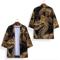 Mados anime Drakono raštais megztinis kimono Harajuku Moterys Vyrai Yukata Moteriški japoniški gatvės drabužiai Tradiciniai Cosplay Haori M auksas