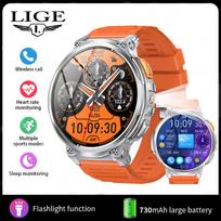 LIGE 730mah Didelės talpos baterija Lauko išmanusis laikrodis Vyrams 1,85'' Ekranas BT Skambučiai Su Žibintuvėliu Atsparus Vandeniui Sportinis Išmanusis Laikrodis silicone  strap