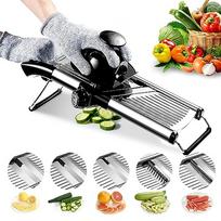 Mandoline maisto pjaustyklė, Reguliuojama mandolino pjaustyklė virtuvei, nerūdijančio plieno mandolino daržovių smulkintuvas bulvėms/pomidorams sidabras