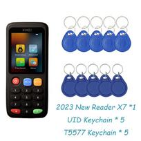X7 RFID Išmaniojo lusto skaitytuvas IC ID žetono klonas kopijuoklis 125Khz ženklelio rašytuvas 13.56Mhz žymos dublikatorius 140x55x17mm blue