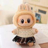 Labubu Lėlės Drabužių Rinkinys V1/V2 Lėlėms Macaron JK Klostuotas Sijonas su Fotoaparatu ir Batai No doll beige