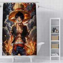 Dušo Anime L-Luffy Užuolaida Vandeniui atspari Poliesterio Audinys Dažyta Spalvinga Vonios Užuolaida Namų Vonios Kambario Dekoras Užuolaida Su Kabliukais YL90x180cm black