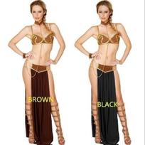 Cosplay Princesės Lėjos Vergovės Kostiumas Suknelė Auksinė Liemenėlė ir Kaklo grandinėlė Egipto Graikų Deivės Kostiumas Xs-3Xl M ruda