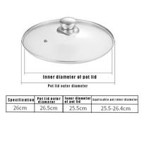Nerūdijančio plieno grūdinto stiklo puodo dangtis 16-34 cm Wok keptuvės dangtis Matomas puodo dangtis Virtuvės reikmenys 26cm
