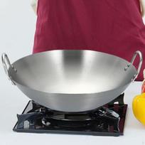 Patvarus nerūdijančio plieno wok su rankenomis gaminimui ir kepimui ant dujinės viryklės Diameter 28cm gray
