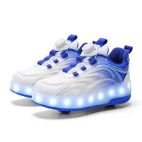 PONERAIT Vaikams LED Šviečiantys Ritiniai Batai Berniukams Mergaitėms Šviečiantys Sportiniai Šviečiantys Kedai Riedlentė USB Įkrovimas EUR37 white