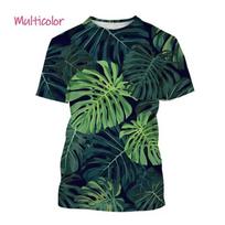 Monstera 3D spausdinimo marškinėliai Asmenybė Augalas Monstera Vyriški ir moteriški Linksmi Hip-hop Harajuku Unisex Poros marškinėliai Viršutinės dalys M black