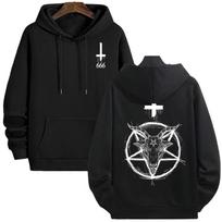 Gotikinis Sėtano Megztinis 666 Simbolis Vyriškas Ruduo Žiema Megztinis Laisvalaikio Viršutinis Drabužis Sportinis Kostiumas Demoninis Spaudinys Vyriški Gobtuvai 2025 Streetwear 3XL black