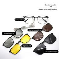 54mm Magnetic Clip-On Polarized Night Vision Glasses for Large Prescription Frames Black Silver (Frame Only) gray