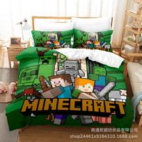 Ebey Minecraft trijų dalių smėlio dėžės žaidimo skaitmeninės spaudos rinkinys 1,5 m patalynės antklodės užvalkalas AU Double 180x210cm