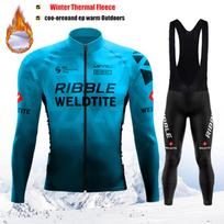Žiemos dviratininko aprangos komplektas Neono žalia Ilgomis rankovėmis Šiltas vilnos dviračių sporto drabužis Vyriškas MTB Ciclismo apranga vyrams Asian size-XL