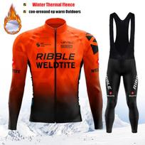 Žiemos dviratininko aprangos komplektas Neono žalia Ilgomis rankovėmis Šiltas vilnos dviračių sporto drabužis Vyriškas MTB Ciclismo apranga vyrams Asian size-L red