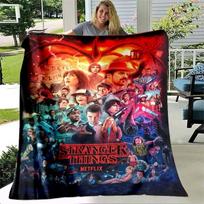 Animacinis Stranger Things pledas Madingas flanelinis purus vilnos metamas pledas Vaikams ir suaugusiems Dovana Sofai Kelionei Stovyklavimui 75x90cm red