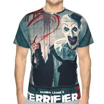 Terrifier 3 marškinėliai Siaubo filmų festivalio atributika Juodi marškinėliai Moterims Vyrams Apvalus kaklas Trumpomis rankovėmis Streetwear 3D drabužiai Poliesterio pluoštas 3XL gray