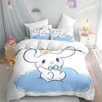 Cinnamoroll Hello Kitty Animacinis Antklodės Užvalkalas Sanrio Anime Prabangus Patalynės Komplektas Vaikams A Klasės Spausdintas Karalienės Dydžio Namų Modernus AU Double(180*210cm)3pcs