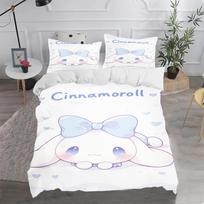 Cinnamoroll MINISO Sanrio Miegamojo Vaikų Patalynės Komplektas Antklodės Užvalkalas Comforte Karalienė Su Pagalvės Užvalkalu Kalėdinės Dovanos Namams EU Single(135*200cm)3pcs white