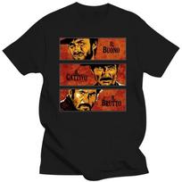 Vintažiniai The Good The Bad And The Ugly T-shirt vyriški trumparankoviai grynos medvilnės marškinėliai su spauda Il buono brutto cattivo T-shirt TV T-shirt L brown