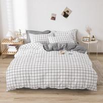 Sodybos Škotų langų patalynės komplektas Juodai baltas languotas antklodės užvalkalas Minkšti lengvi languoti lovatiesės Modernus geometrinis dekoras EU Single(135*200cm)3pcs
