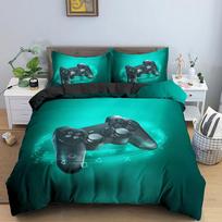 Gaming Duvet Cover Set Modern Video Game Gamepad Bedding Set For Boys Youth Gamer Controller Comforter Cover Cartoon Quilt Cover EU Single(135*200cm)3pcs blue