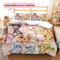 Eevee Pokémon Raštas Patalynė Namų Dekoras Gimtadienio Dovana (1 * užvalkalas antklodei + 2 * užvalkalai pagalvėms, be užpildo) 135x200cm white