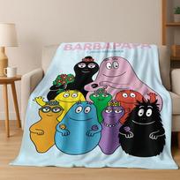 Animacinis Les Barbapapa Barbamama šeimos 3D flanelės pledas, šiltas ir jaukus minkštas užklotas namams, miegamajam, lovai, sofai, vaikams 75x90cm white