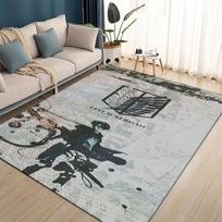 3D Animacinis Attack on Titan Eren Mikasa Anime Kilimas Kilimas Svetainei Miegamajam Namų Sofos Dekoravimui, Vaikų Žaidimui Neslystantis Grindų Kilimėlis 60x90cm( 23x35in )