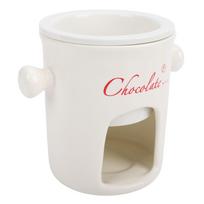 Chocolate Melting Cup Multifunctional Stylish Ceramic Fondue Mug with Fork for Ice Cream Cheese white
