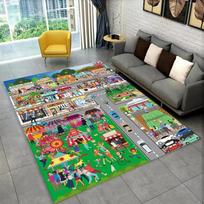 Interaktyvi greitkelio miesto eismo grindų kilimėlis Didelis neslystantis kilimas žaidimų kambariui svetainei linksmas kilimas vaikų miegamojo žaidimų zonai dekoras 80cm x 120cm