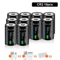 CITYORK 3.7V Ličio CR2 Įkraunama Baterija Kameros Atstumo Matuoklis Diskinio Stabdžio Užraktas GPS Saugumas Medicininė Įranga+Nemokamas C tipo Kabelis 10PCS juoda