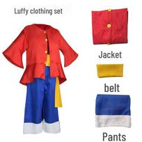 Vienas Gabalas Luffy Cosplay Kostiumas Vaikams: Apranga po laiko šuolio su šiaudine skrybėle ir batais 140 red