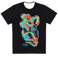 MANTO  Chrome Figure  Gradiento Spaudos Trumpomis Rankovėmis Apsauginė Marškinėlė Juoda Mėlyna BJJ Treniruočių Marškinėliai Vyrams 5XL blue