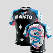 MANTO x Jannik Steger Tigro Rašto Trumpomis Rankovėmis Apsauginė Marškinėlė Balta Juoda BJJ Treniruočių Marškinėliai Vyrams M black