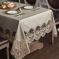 Atsparus vandeniui PVC nėrinių staltiesė Stačiakampė Kvadratinė Party Valgomojo Kavos Stalo Užvalkalas Atsparus Aliejui Namų Dekoras 120x175cm-Rectangle beige