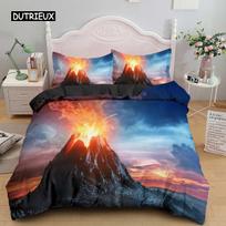 Volcano King Queen Duvet Cover Eruption Lava Bedding Set for Kids Teens Adults Molten Polyester Quilt Cover EU single(135x200cm)