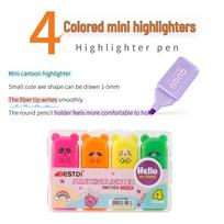 Cartoon Mini Highlighter Set - Student Key Marking Pens white
