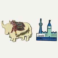 Custom City Landmark & Cultural Spray Paint Refrigerator Magnets: Creative, Rotating Design beige