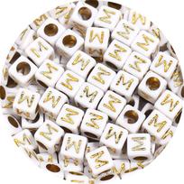 100pcs A-Z Acrylic Letter Square Beads Gold Color 6mm Large Hole Loose Bead for DIY Bracelet Necklace Jewelry Beaded Accessories beige