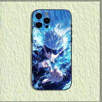 J-Jujutsu K-Kaisen G-Gojo Anime telefono dėklas iPhone 16,15,14,13,12,11,Pro,X,XS,Max,XR,Plus,Mini minkštas juodas dangtelis iPhone14 blue