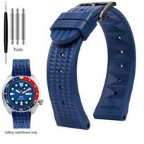 Seiko Prospex Skx007 SRP307 313 SKX779 SKX781 Water Ghost 20mm 22mm Nardymo guminė laikrodžio apyrankė Vyrams vaflinė silikoninė laikrodžio apyrankė 22mm blue