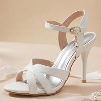 Madingi moteriški sandalai Aukštakulniai Stiletai Slingback Batai Apvalus pirštas Maži Dideli Papildomi dydžiai 32 48 35 balta
