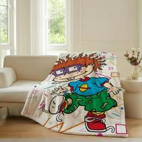 Linksmas Animacinis R-Rugrats-S Mielas Antklodė Šiltas Minkštas Tinka Miegamajam Sofai Lova Svetainei Biurui Kelionėms Stovyklavimui Dovanos 75x90cm white