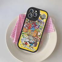 C-Cuphead Classic Game Silicone Phone Case For IPhone 16 15 14 13 12 11 Pro Max Mini Leather Soft Cover iPhone 14pro max black