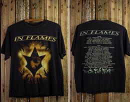 Vintage In Flames Concert T Shirt 2003 Black Unisex T-Shirt L brown