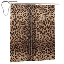 Rožinis leopardo rašto dušo užuolaida Vonios kambario poliesterio vandeniui atsparios vonios užuolaidos su kabliukais W60H190(CM)-1 Pcs beige