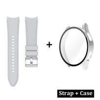 Originalus silikoninis dėklas+dirželis Samsung Galaxy Watch 7/6/5/4 40mm 45mm 44mm Juosta Galaxy 4/6 Classic Apsauginis dangtelis for Watch 6 44mm smėlis
