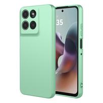 Oficialus 1:1 Odos pojūčio spalvos skysto silikono dėklas, skirtas Motorola G87/77/67 Edge 70 Ultra Fusion Signature objektyvo apsaugos dangtelis Funda Motorola Moto G60S šviesiai žalios spalvos