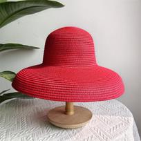 Vasarinė Hepburn šiaudinė skrybėlė retro dizaino dideliu krašteliu moterims didelis kraštelis oranžinė nauja vienspalvė paplūdimio atostogos didelis apsaugantis nuo saulės 55-58CM red