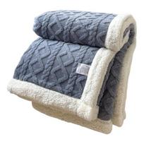 Žiemą sustorėjusi antklodė Dvipusė pūkinė pliušinė dvisluoksnė 3D žakardo vienspalvė biuro miegamasis bendrabutis Namų lova sofa Kelionės jauki šilta antklodė 1x0.7m mėlyna