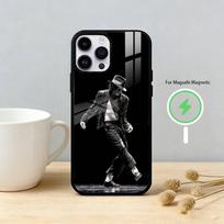 Michael J-Jackson dėklas telefonui iPhone 17 16 15 14 13 12 Pro Max Plus su veidrodiniu belaidžiu magnetiniu dangteliu iPhone17 gray