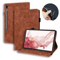 For Funda Samsung Tab S11 Ultra SM-X930 SM-X936B Case Embossed Wallet Cover for Galaxy Tab S10 S9 S8 Ultra 14.6  Tablet Coque S11 Ultra 14.6 inch brown